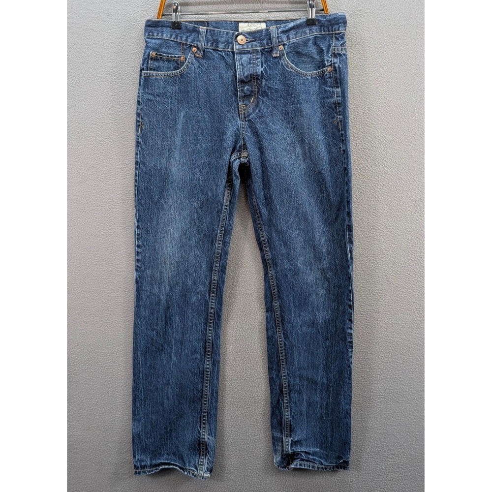 Aeropostale Mens Jeans Bowery Slim Straight 34x32 Blue 100% Cotton Button Fly